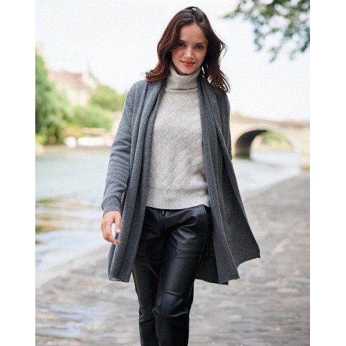 GILET LONG COL CHÂLE