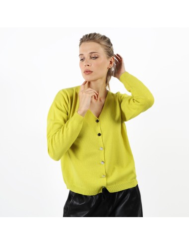 GILET COURT COL V 5  BOUTONS ARGENT