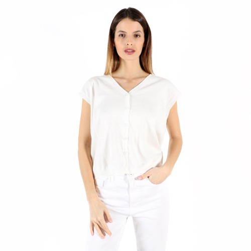 GILET SANS MANCHES COTON/CACHEMIRE