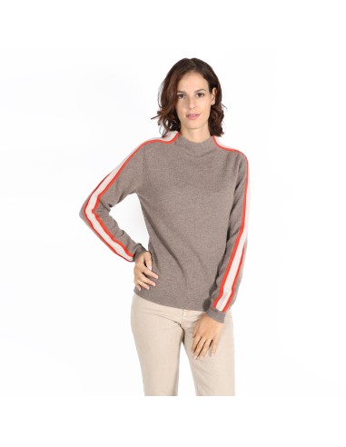 PULL COL MONTANT AVEC BANDES FANTAISIE